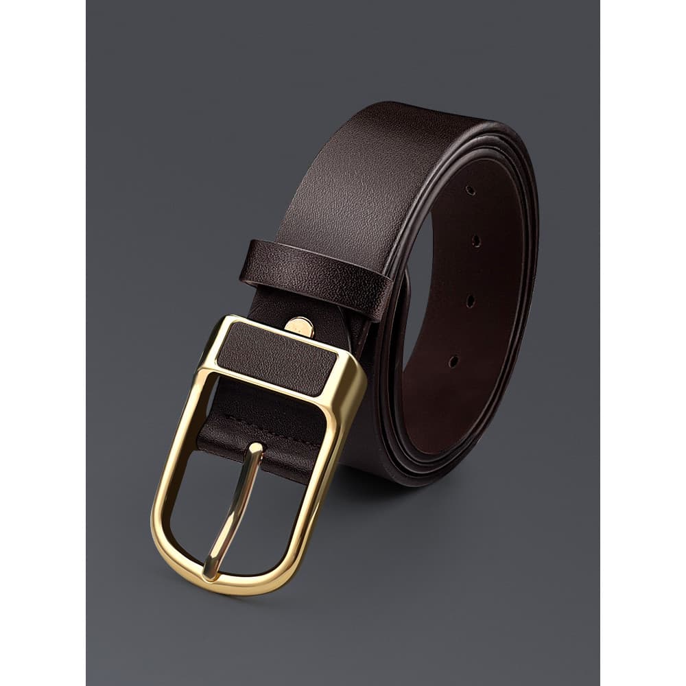 Hao cinto masculino moda Casual All-Match couro genuíno negócios High-End simples jovens pino fivela cinto