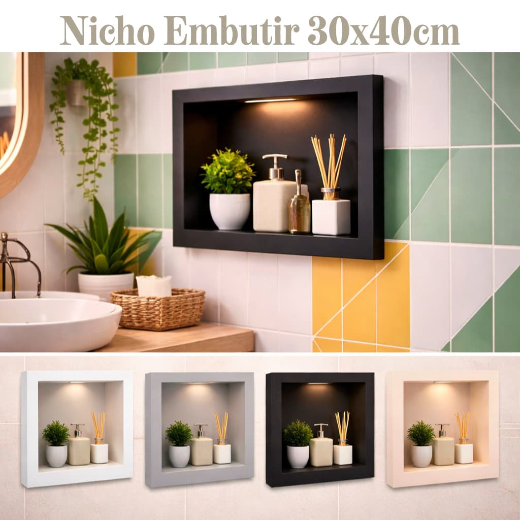 Nicho de Embutir Metasul 30x40cm Retangular Multiuso para Banheiro, Cozinha e Lavanderia