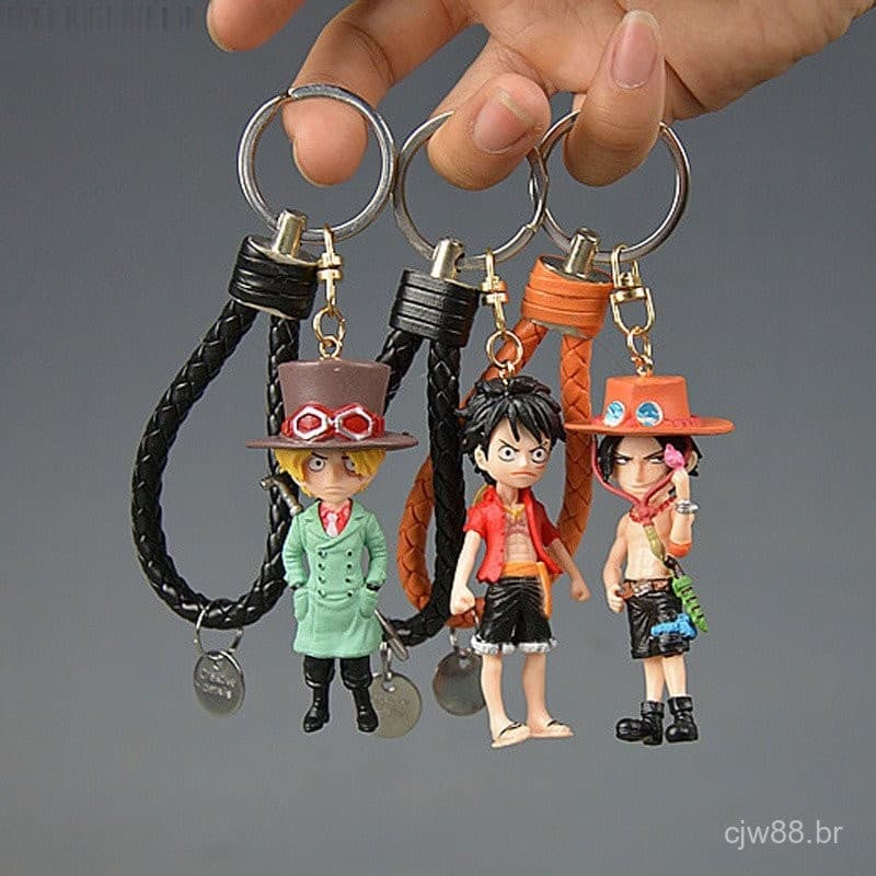 [Chaveiro Action One Piece Keychain 3D PVC Luffy Zoro Sanji Figura Modelo De Pingente De Saco De Brinquedos Em