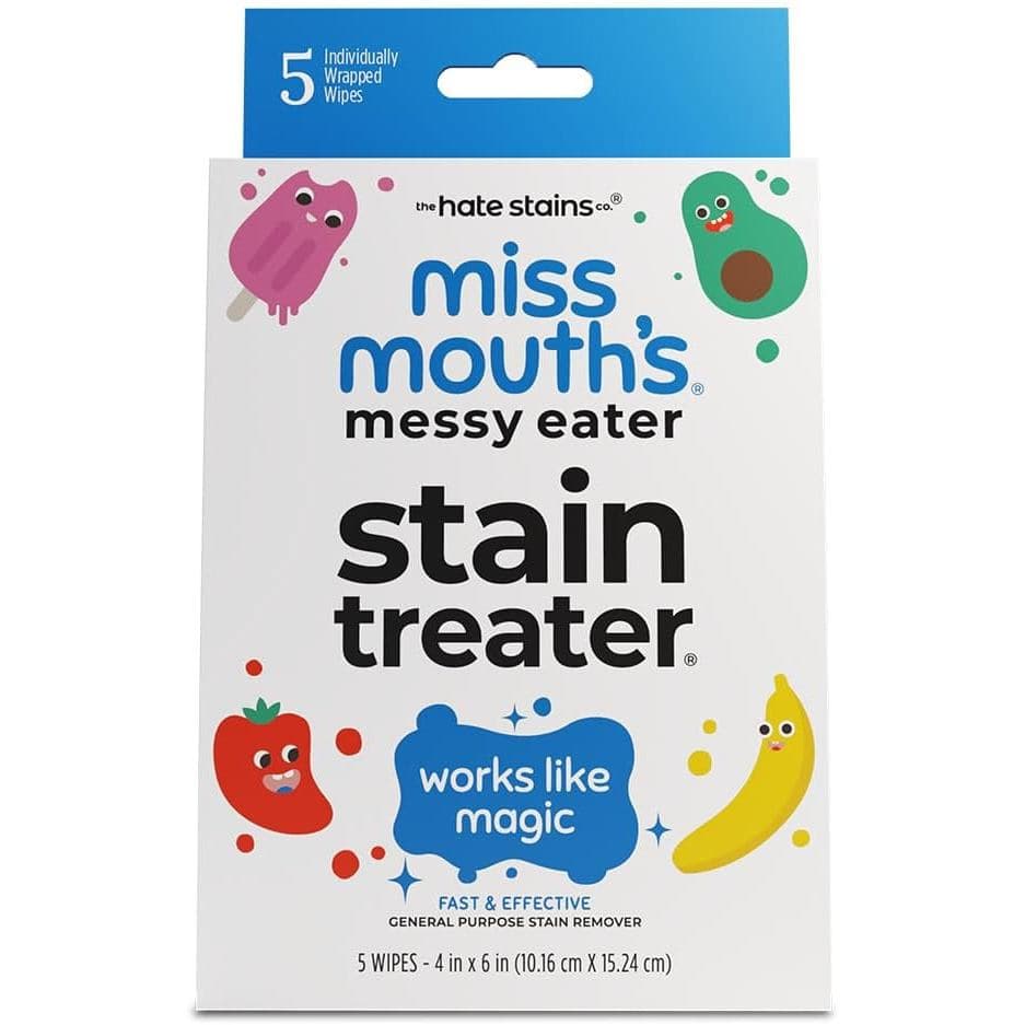 Toalhetes Removedores de Manchas Miss Mouth - Pacote com 5, Sem Perfume - Removedor de Manchas de Comida para Comedores
