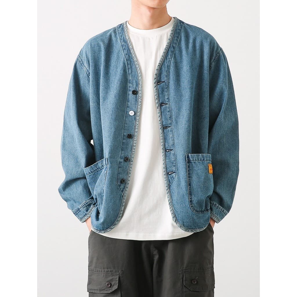 Japonês Retro Street Wear Denim jaqueta masculina primavera outono nicho Design solto All-Match Casual jaqueta de trabal