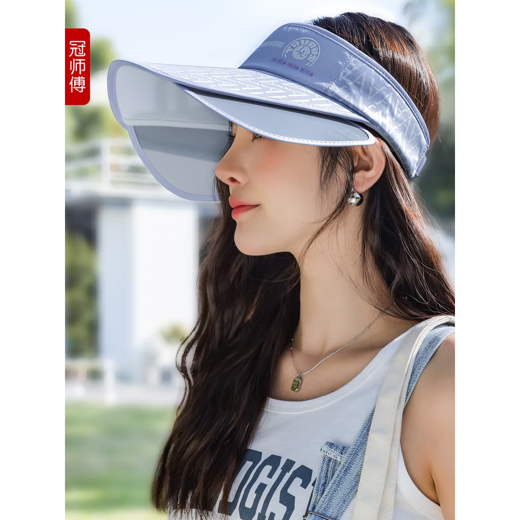 Chapéu de sol ao ar livre lazer viagem feminino verão grande borda chapéu aba retrátil oco chapéu superior rabo de caval