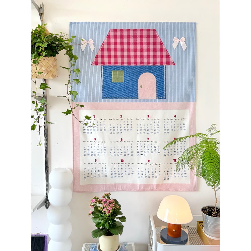 2026 ins estilo calendário tapeçaria pequena casa fundo pano presente sala decoração da parede tapeçaria ilustração Orig