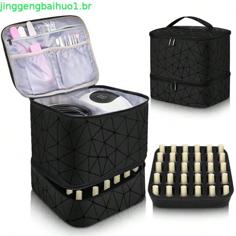 Bolsa Organizadora De Esmalte SUEBR , Portátil De Armazenamento Com 30 Compartimentos Para Kit De Cuidados As Unhas De C