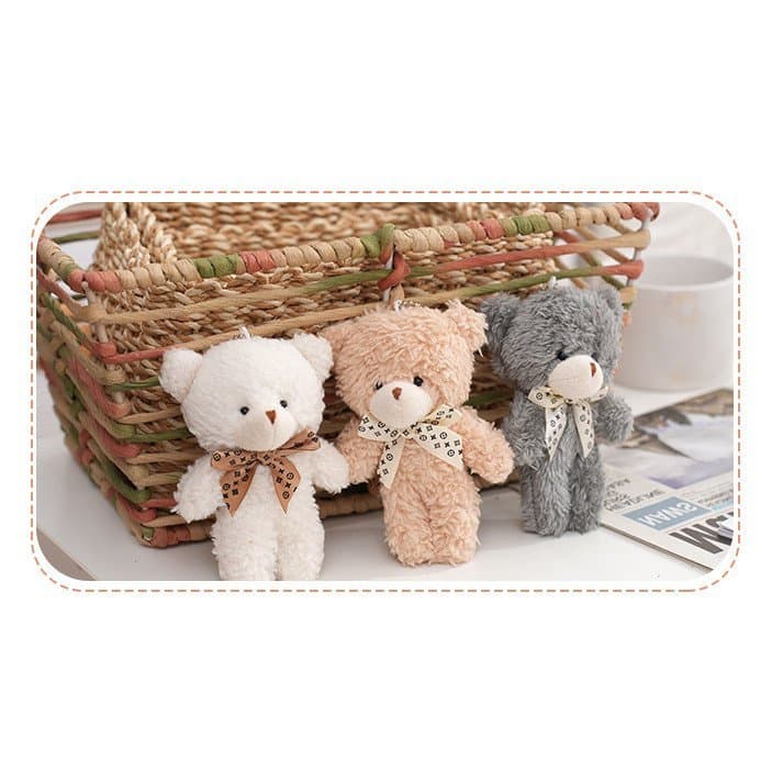 Urso de Pelúcia JoyRoll de 12cm com Laço Pequeno, Brinquedo de Pelúcia Macio/Urso de Pelúcia Macio