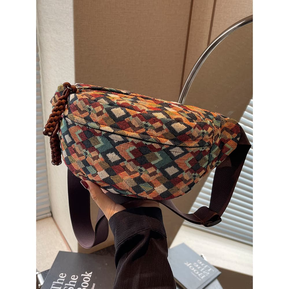 Estilo étnico bolsa de cintura senhoras 2026 novo estilo viagem bolsa ombro lona mensageiro pequeno saco lazer esportes