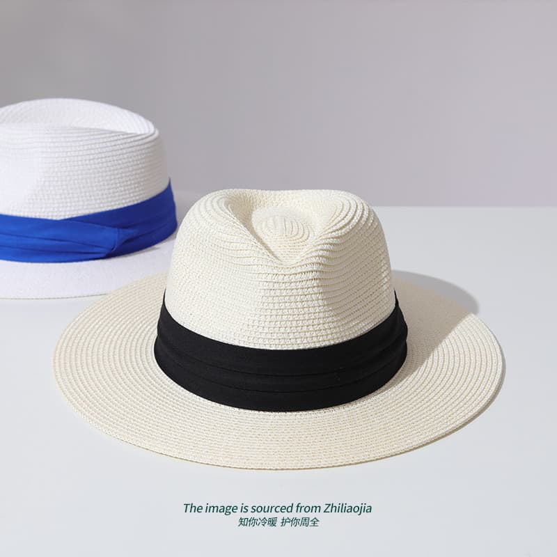Chapéu de palha panamá de verão, chapéu unissex de aba larga, chapéu Jazz, chapéu grande europeu americano, guarda-sol,