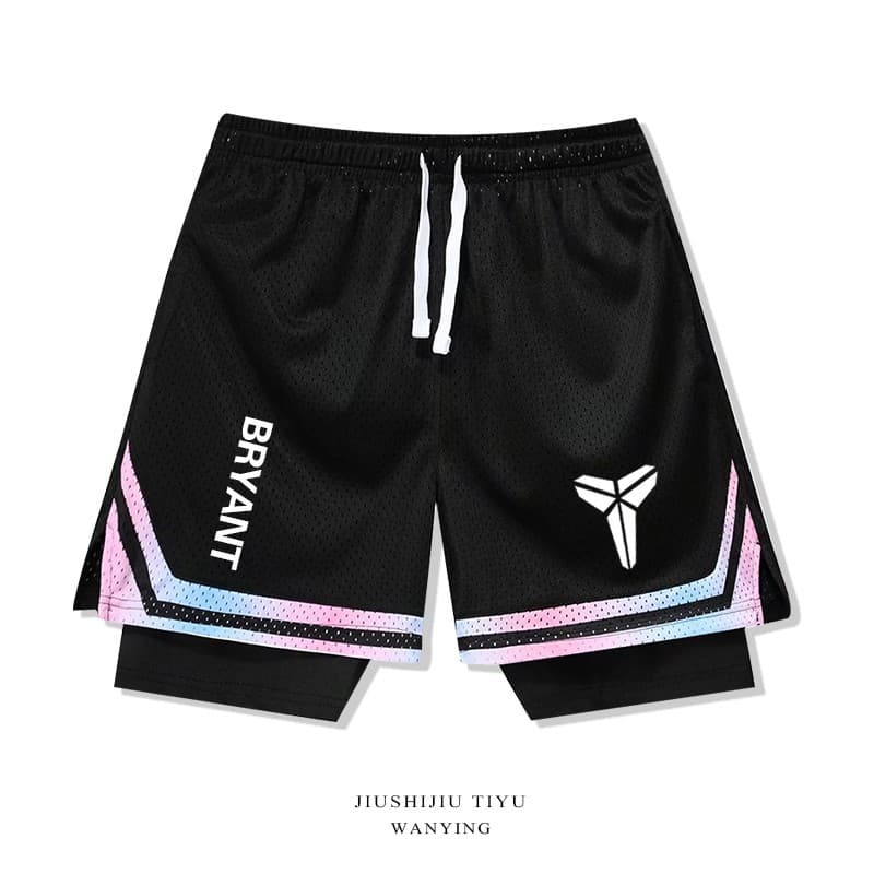 Kobe basquete esportes Shorts masculino contraste cor falso de duas peças verão estilo americano na altura do joelho for