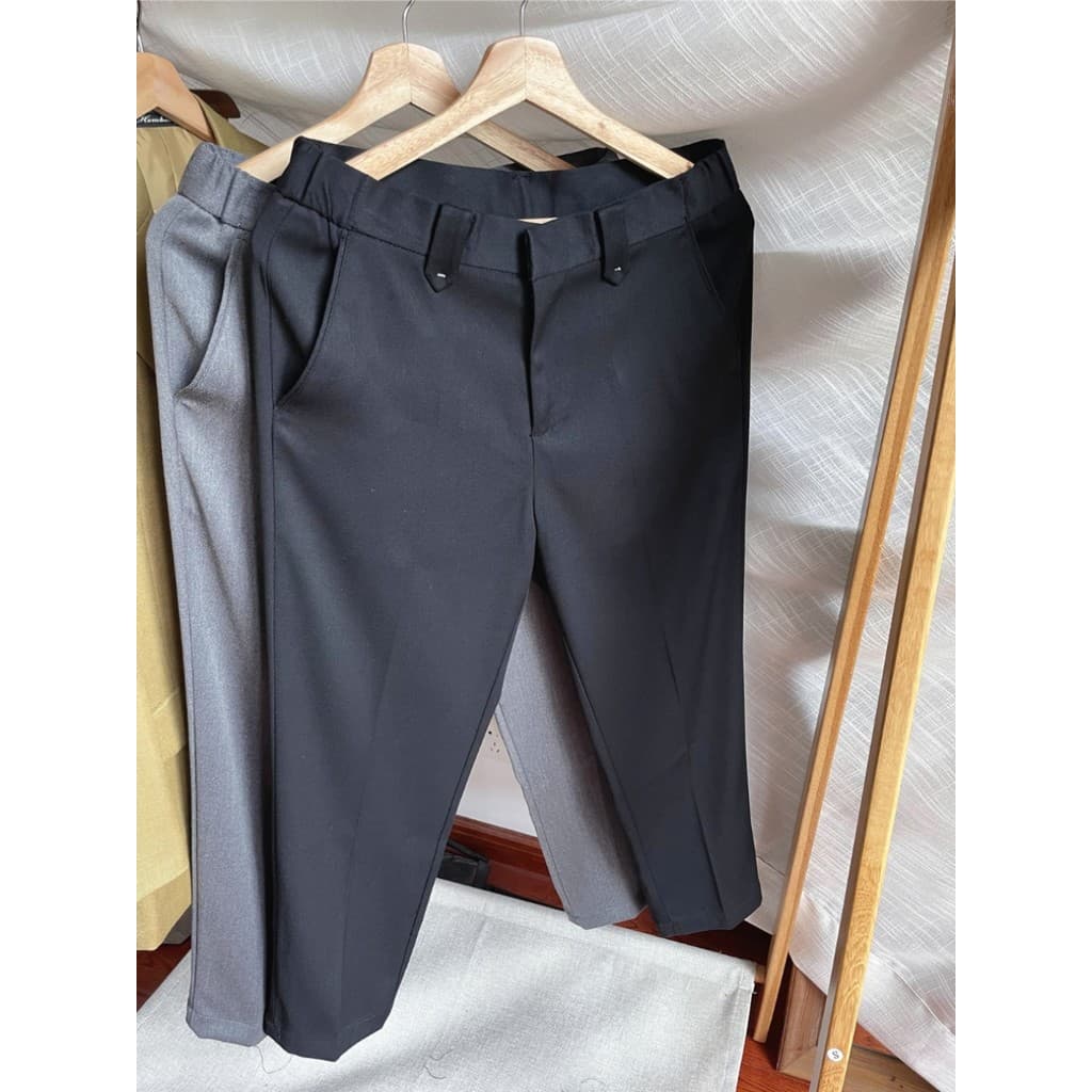 Série concisa alta Drape suave rígido incluindo calças casuais masculinas de cor sólida Slim-fit calças retas melhoradas