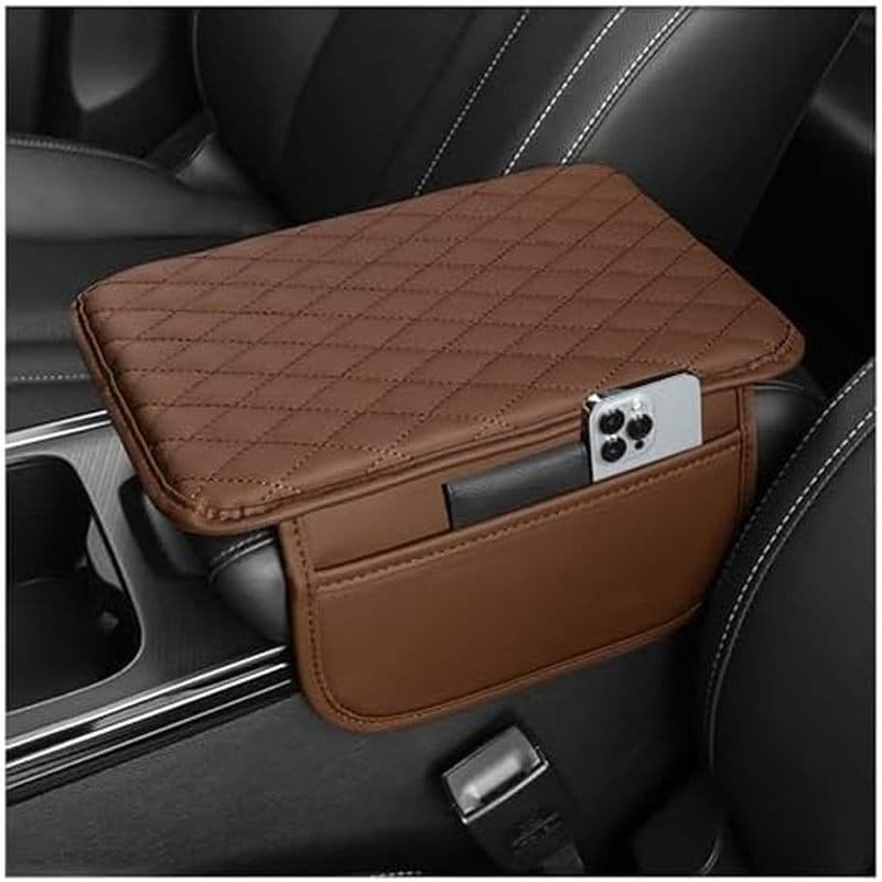 Stacool Upgrade Car Center Console Cover, capa de apoio de braço de couro de microfibra com 2 sacos de armazenamento, ca