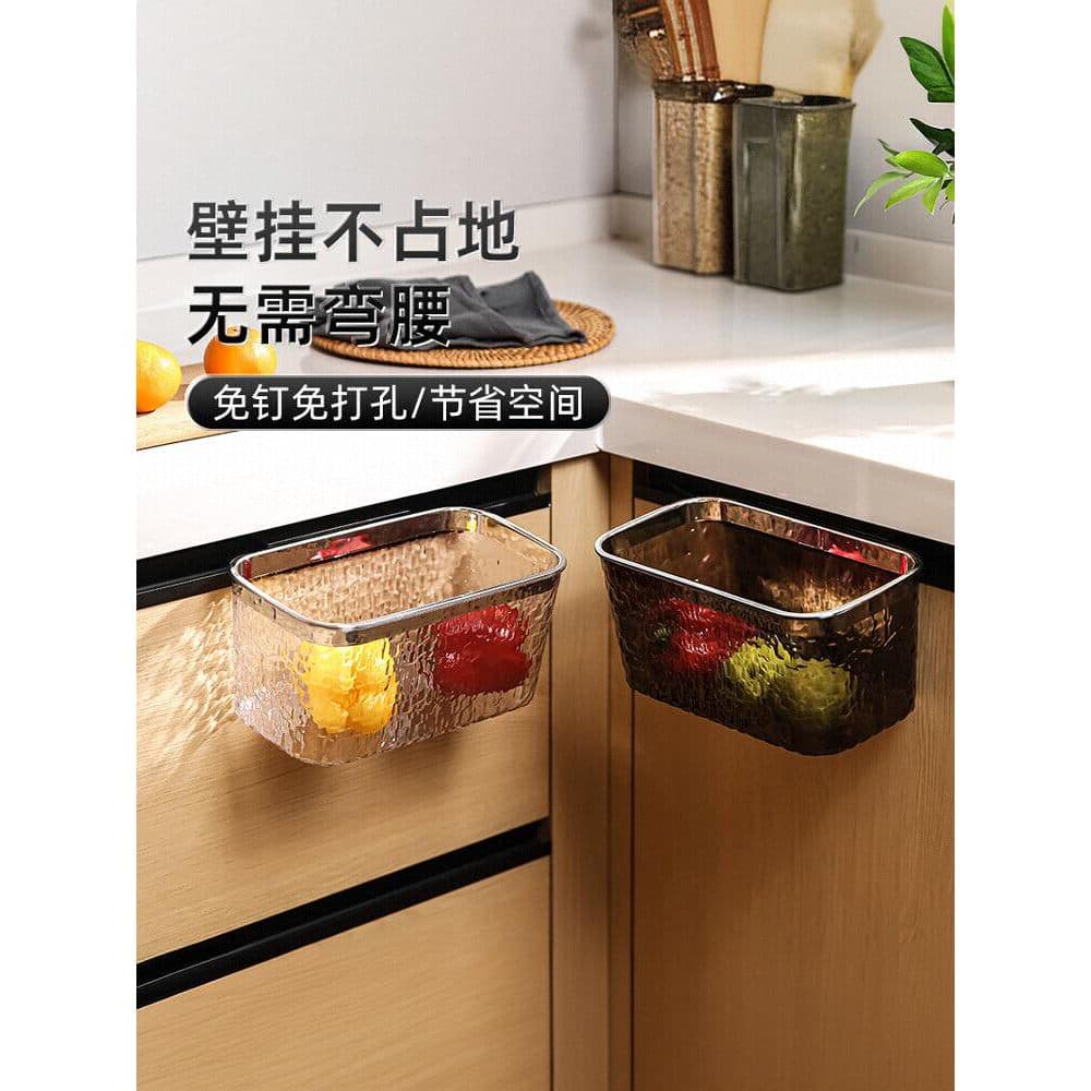 Lixeira de cozinha de luxo com luz transparente transparente com anel de pressão estilo pendurado cesta de papel para sa
