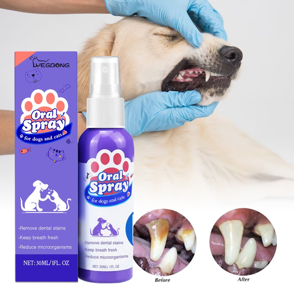 Spray de Limpeza Dental para Gatos e Cães Remove Manchas e Mau Hálito, Refresca o Hálito, Spray de Cuidado Oral para Ani