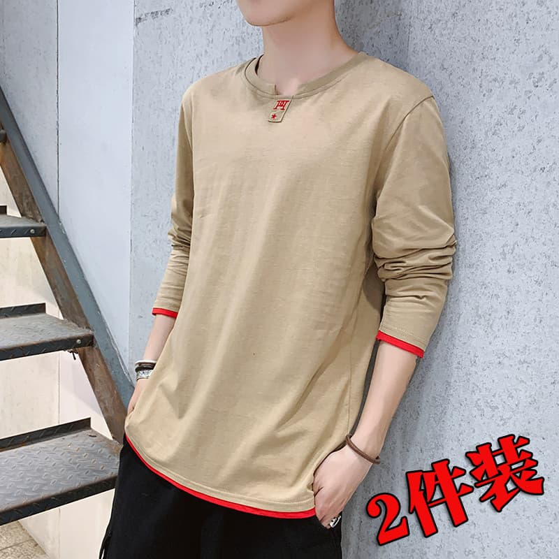 Verão de manga comprida camiseta masculina de algodão puro solto fino primavera outono roupas superiores na moda moletom