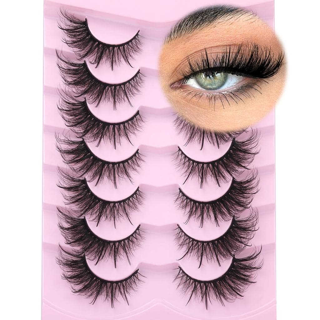 Cílios Fox Eye Wispy Faux Mink, Cílios de Volume Estilo Olho de Gato, Cílios Falsos com Espículas que Parecem Extensões,