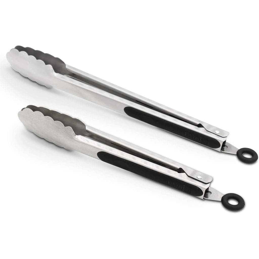 Pinças de cozinha em aço inoxidável 304, conjunto de 9 e 12 polegadas, 2 peças. Uma escova resistente para churrasco e p