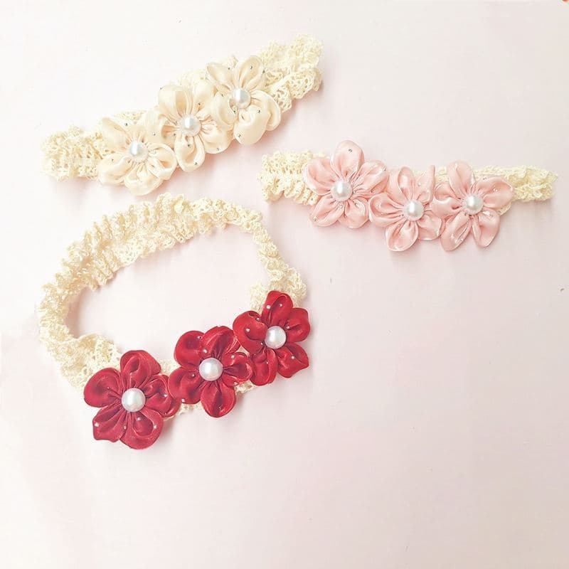 Princesa acessórios para o cabelo feminino bebê confortável bandana bebê cem dias foto seda pérola flor bandana acessóri
