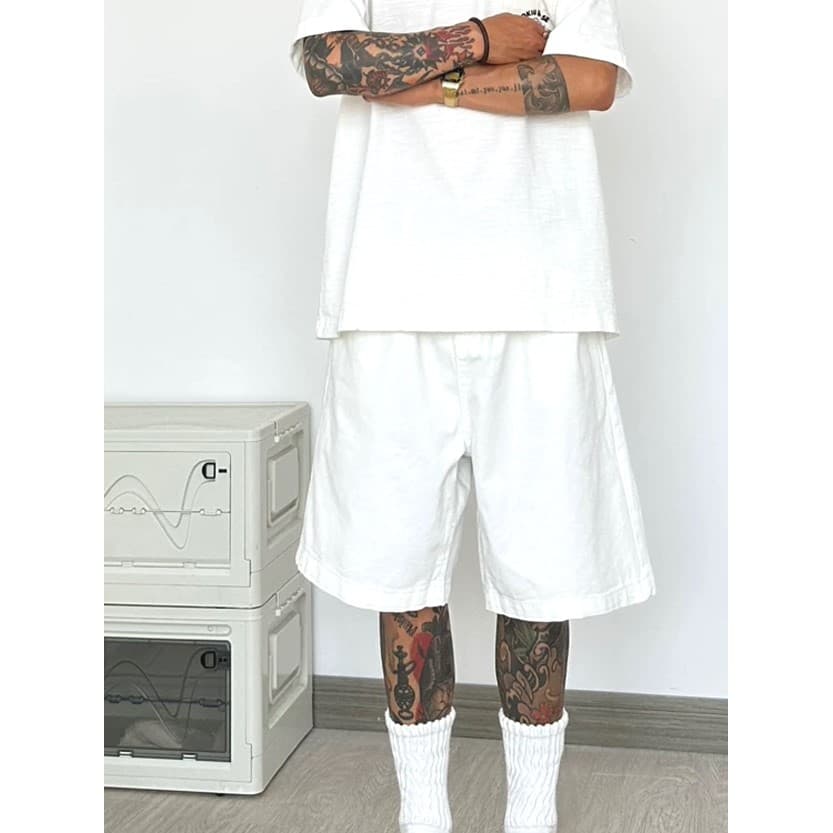 Americano High Street algodão linho Shorts masculino solto em linha reta calças cortadas linho respirável esportes calça