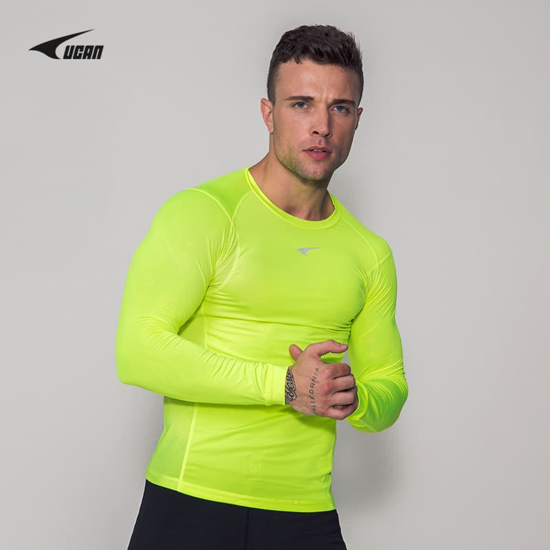 Ucan ucan meia-calça de manga comprida masculina novo estilo esportes de secagem rápida respirável treinamento de corrid
