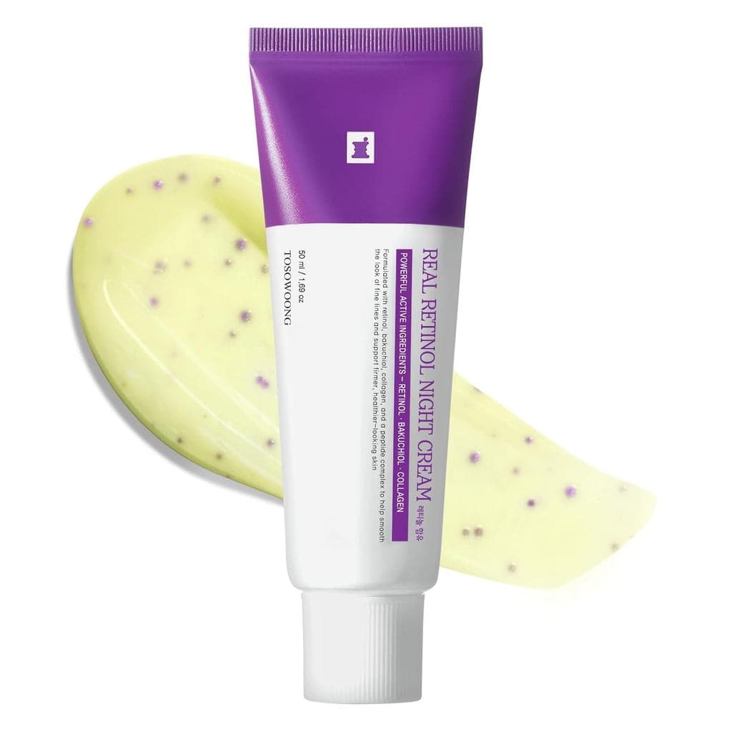 Creme Noturno TOSOWOONG Real Retinol 0.1%, Hidratante Facial Anti-Envelhecimento, Contém Retinol, Bakuchiol, Tonifica a