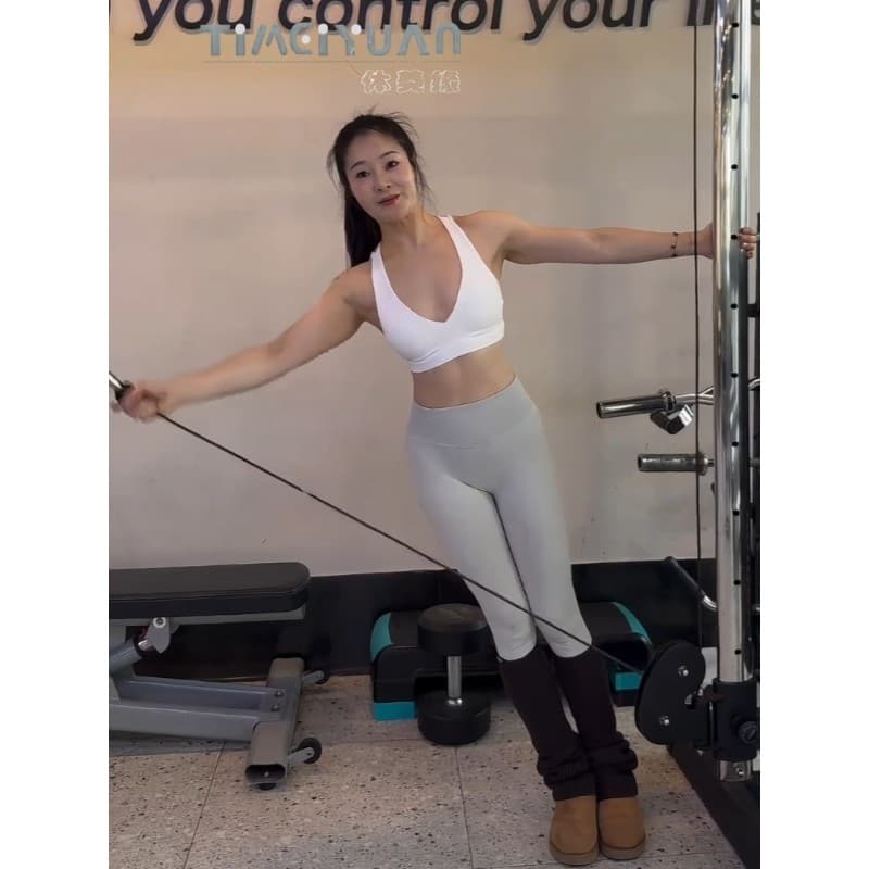Calça Skinny feminina cinza claro para ioga, cintura alta, abdômen, estreitamento, levantamento de quadril, aparência ma