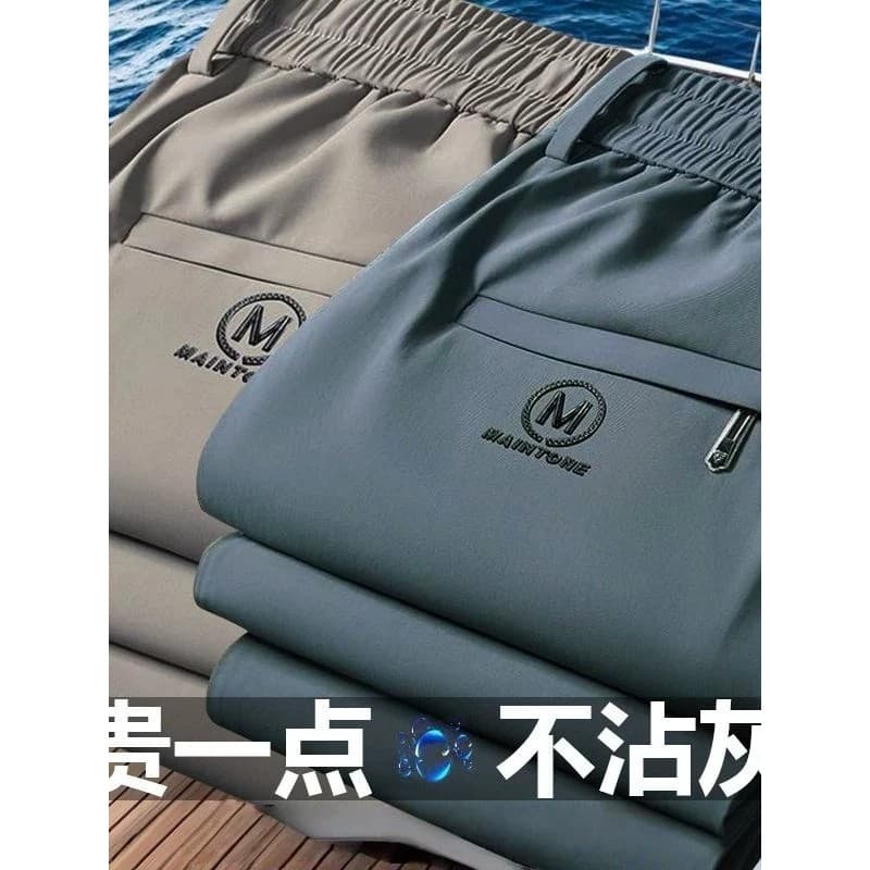 Verão estilo fino respirável gelo seda legal calças retas masculinas de alta elasticidade calças esportivas na moda All-