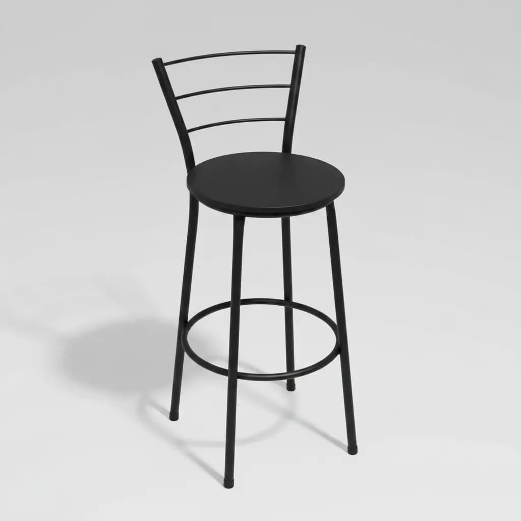 Banqueta Banco Alto Em Aço Reforçado Para Lanchonete Bistro Bar Preto Napa