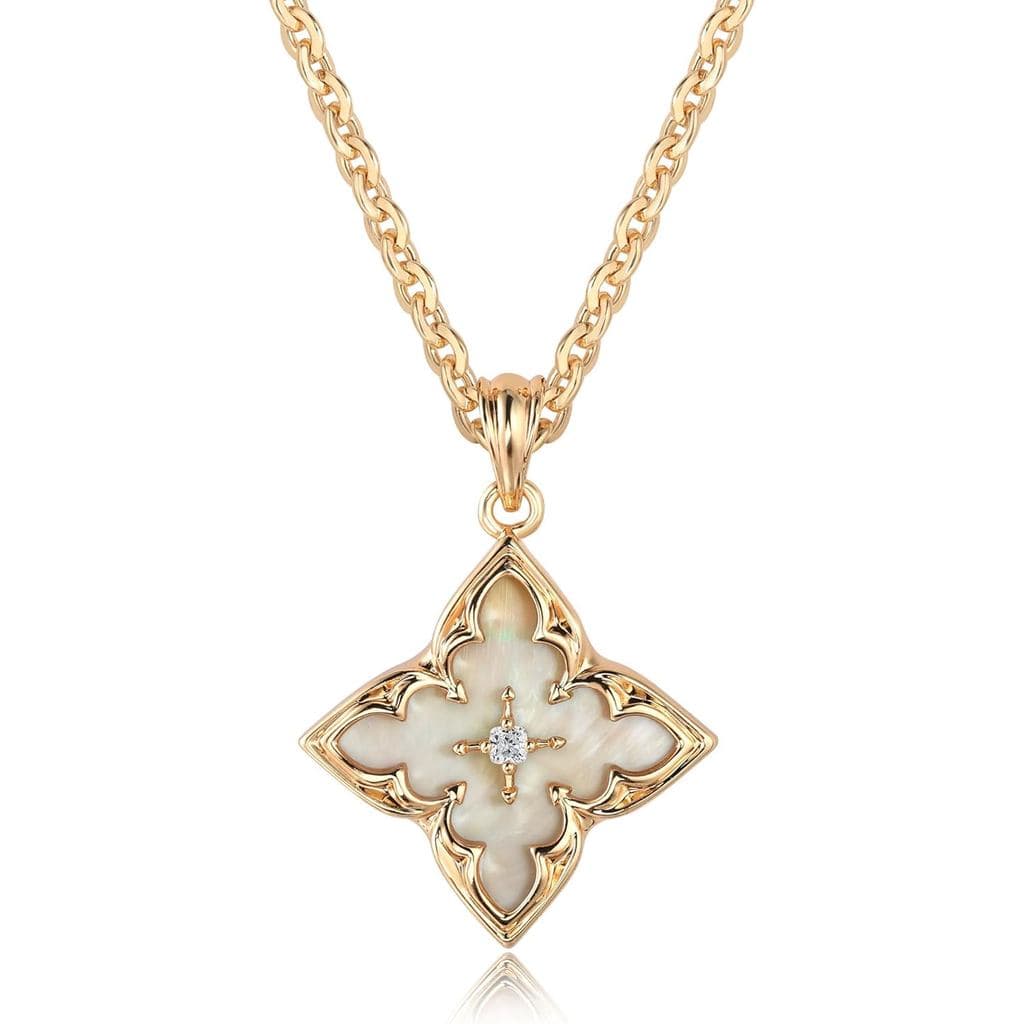 Colar Fettero Gold Clover para Mulheres, delicado, banhado a ouro 14K, com pingente de trevo em zircônia cúbica, corrent