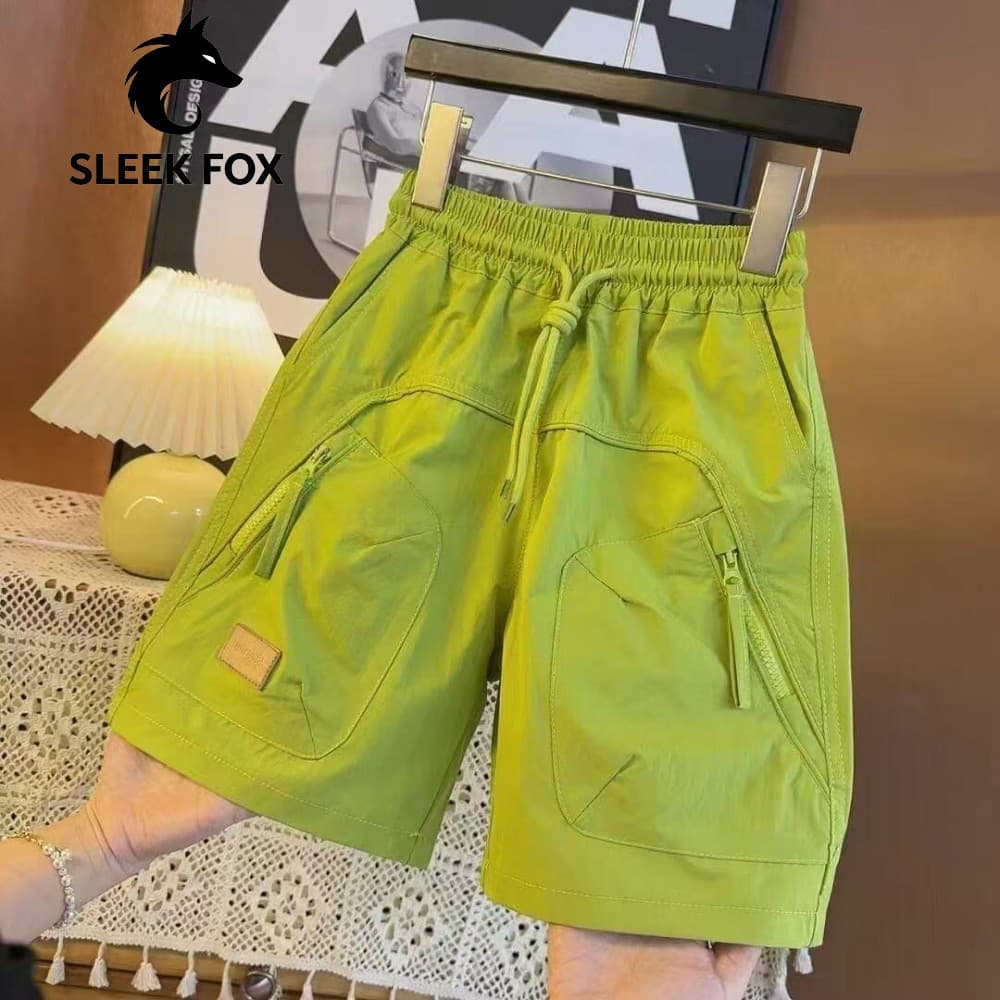 SLEEK FOX Masculino Verão Ao Ar Livre Cor Sólida Casual All-Match Respirável Secagem Rápida Stretch 2026 Shorts Finos