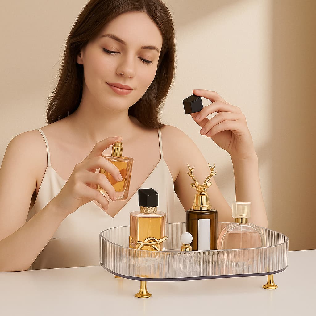 Caixa de Armazenamento Organizador de Maquiagem Multiuso Cosméticos Portátil  Acrílico com Divisória