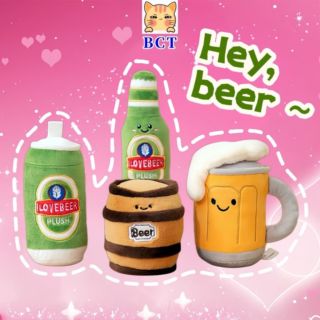 BCT ✨ Novos Brinquedos De Pelúcia De Cerveja Simulação Divertida Copo Barril Beer Plushie Boneca Decoração De Casa Fofa