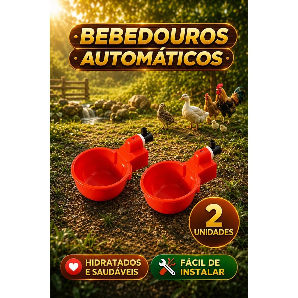 Kit 2 Bebedouro Automático Copinho para Aves Galinha Fazenda Gaiola Copo Bebedor