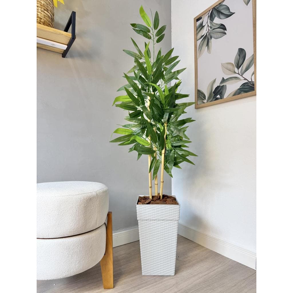 Kit 3 Bambu Planta Artificial com Vaso Casca de Pinus Decor