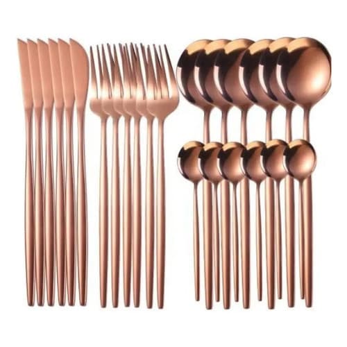 Conjunto De Talheres Redondos Dusseldorf 24 Pçs Rosa
