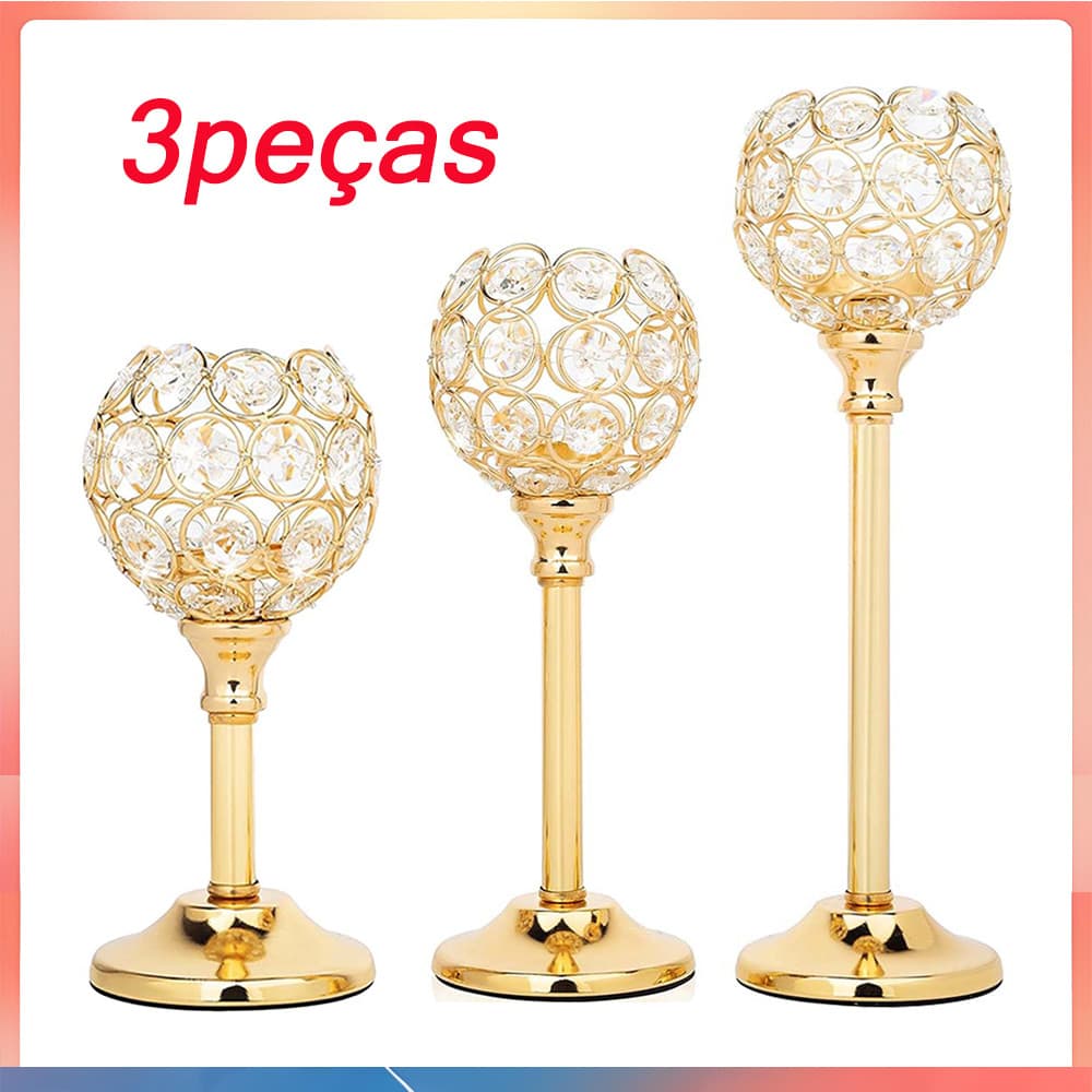 Castiçal de casamento marrom dourado de três camadas