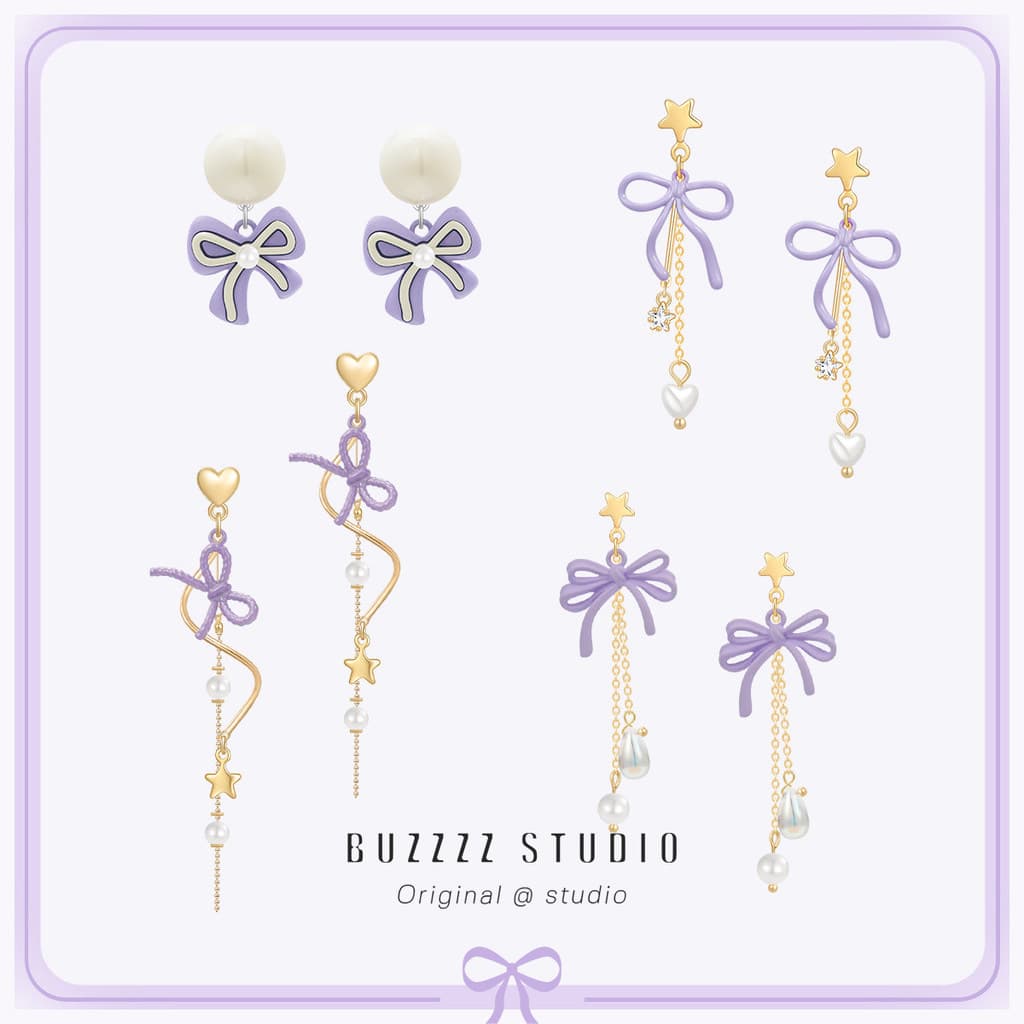 brincos feminino brinco feminino Original roxo arco menina brincos coleção doce bonito brincos temperamento estrela borl