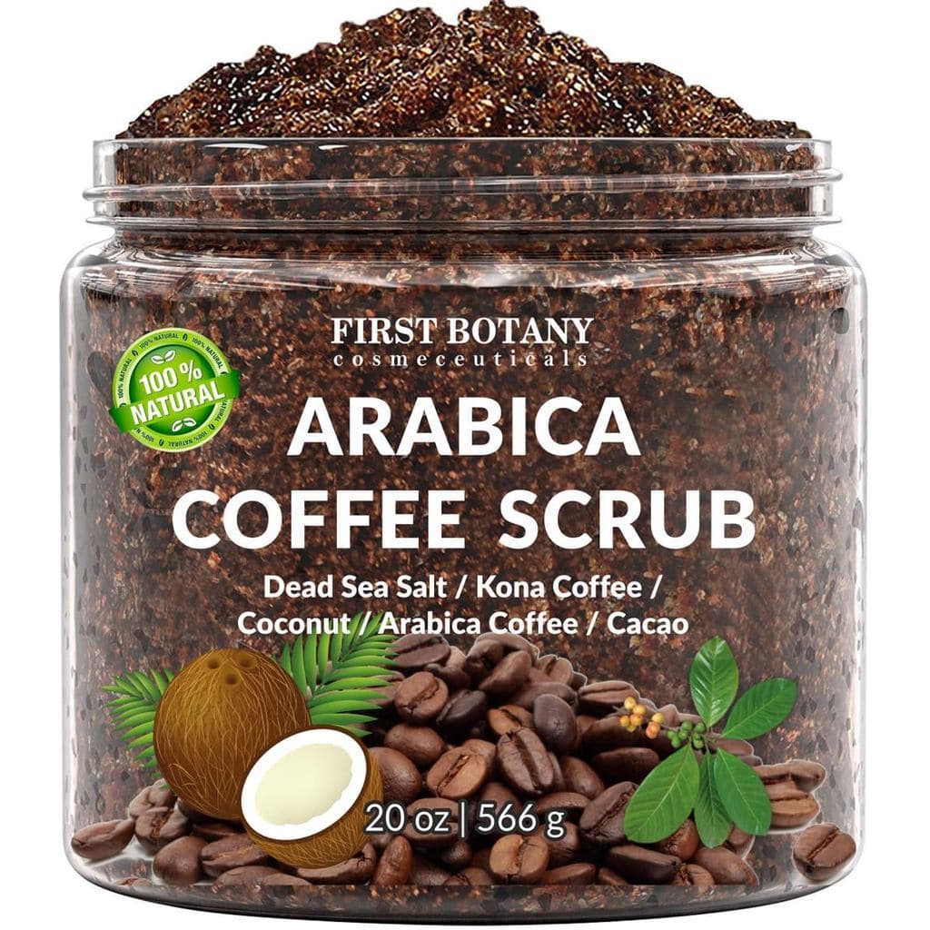 First Botany Cosmeceuticals, Esfoliante de Café Arábica 100% Natural com Café Orgânico, Coco e Manteiga de Karité, 20 oz