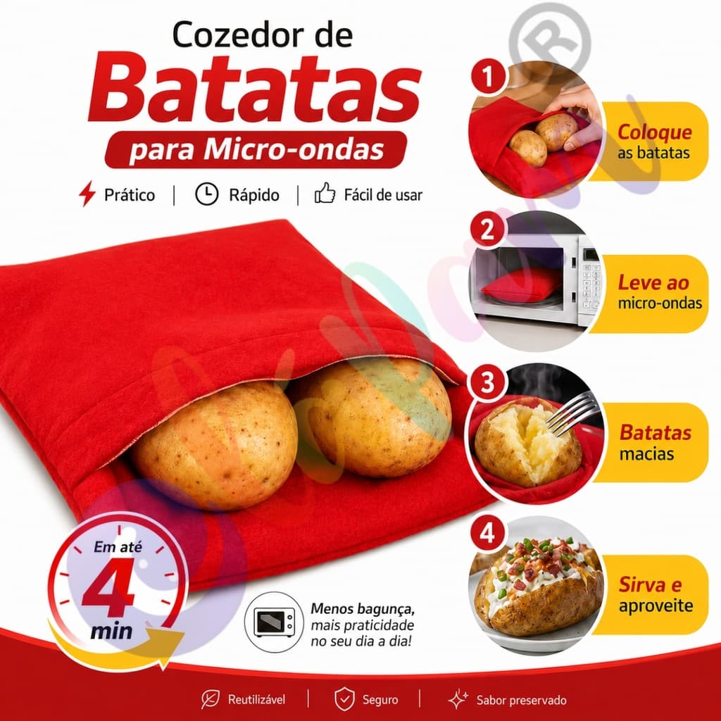 Potato Express Saco Para Cozinhar Batata No Micro-Ondas Reutilizável Prático Cozedor De Legumes