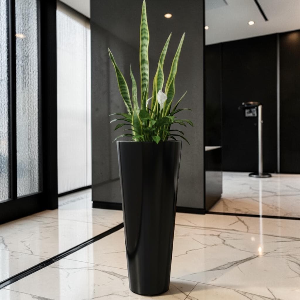 Vaso Premium Cone Ibiza 68cm Grande Marmorizado Liso Polido  Para Plantas Decorativas