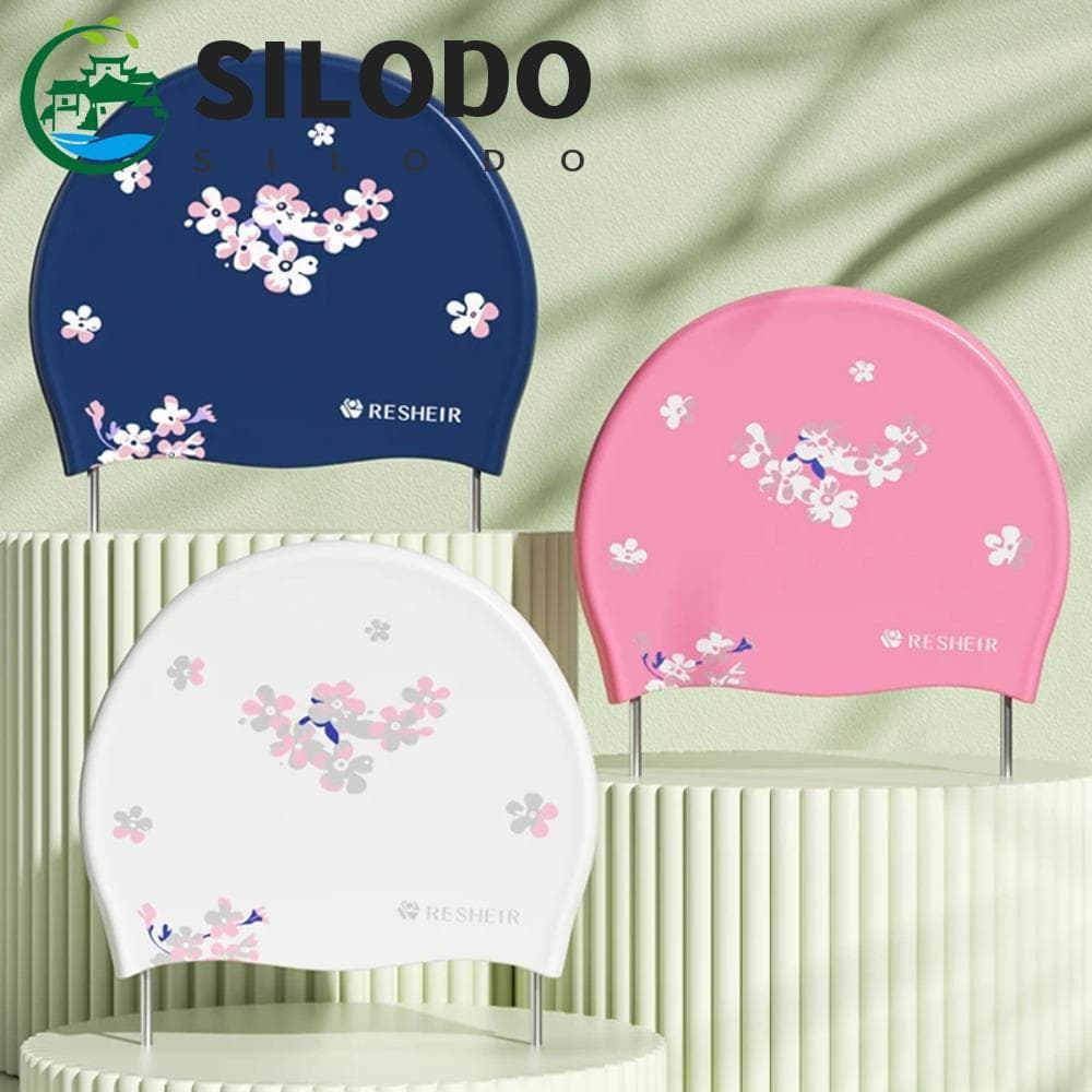 Touca De Natação De Silicone SILODO , À Prova D'água Com Proteção Confortável Para Orelhas Impressa