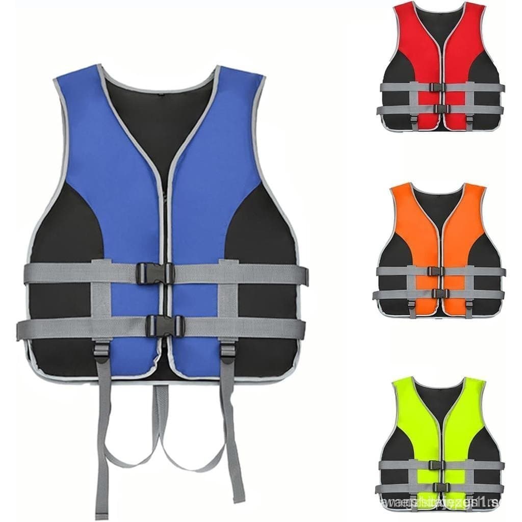 Colete Salva-Vidas para Adultos com Bolso, Colete Salva-Vidas com Faixas Refletivas e Apito, Colete de Flutuação Ajustáv