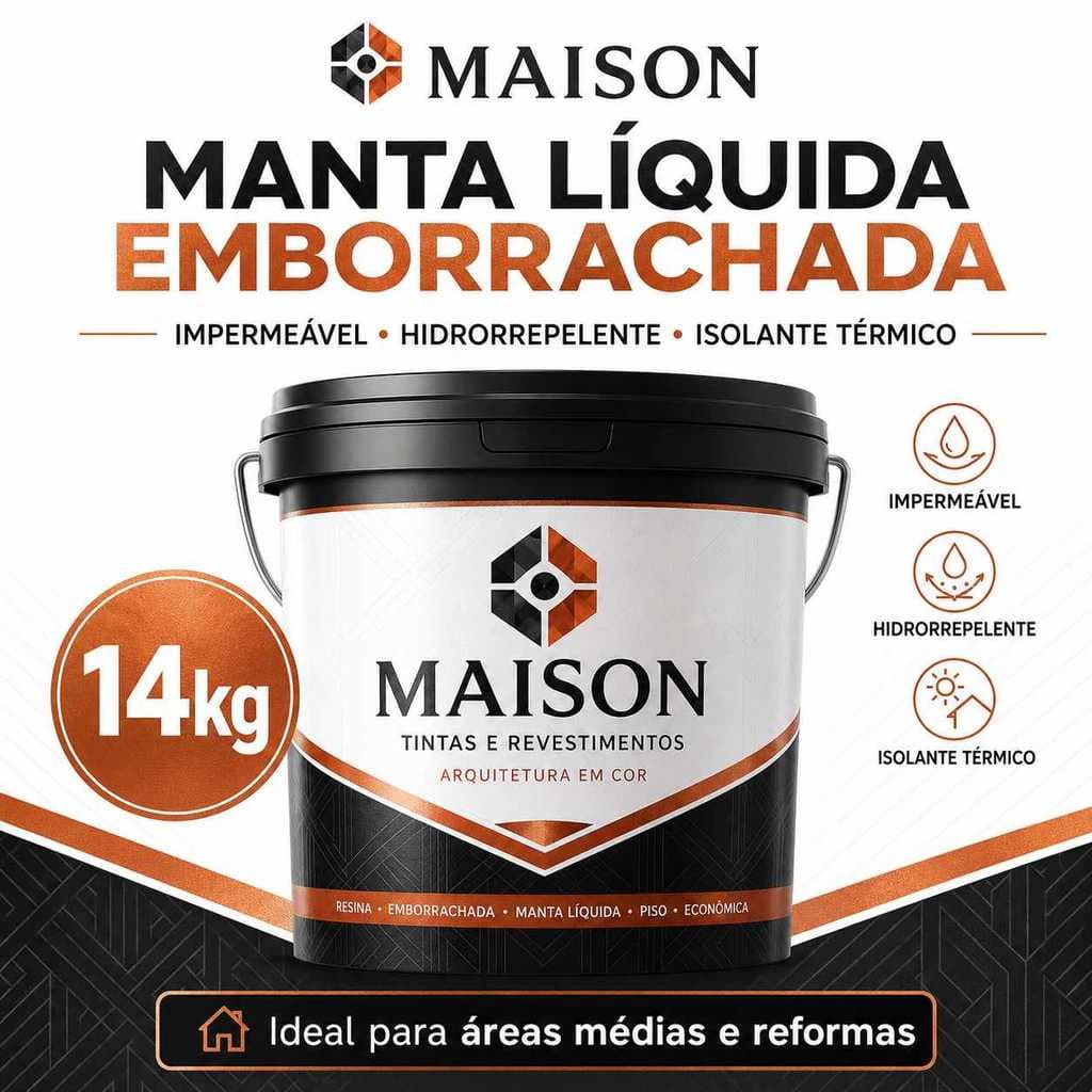 Tinta Manta Líquida Emborrachada 14Kg Maison Color - Impermeabilizante Blinda Paredes Lajes Telhados