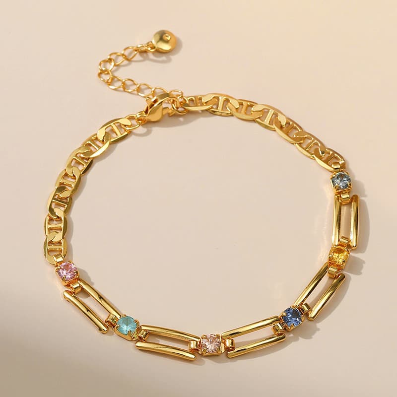 Banhado a cobre 18K ouro Real na moda pulseira feminina criativa oco zircão temperamento pequenas jóias