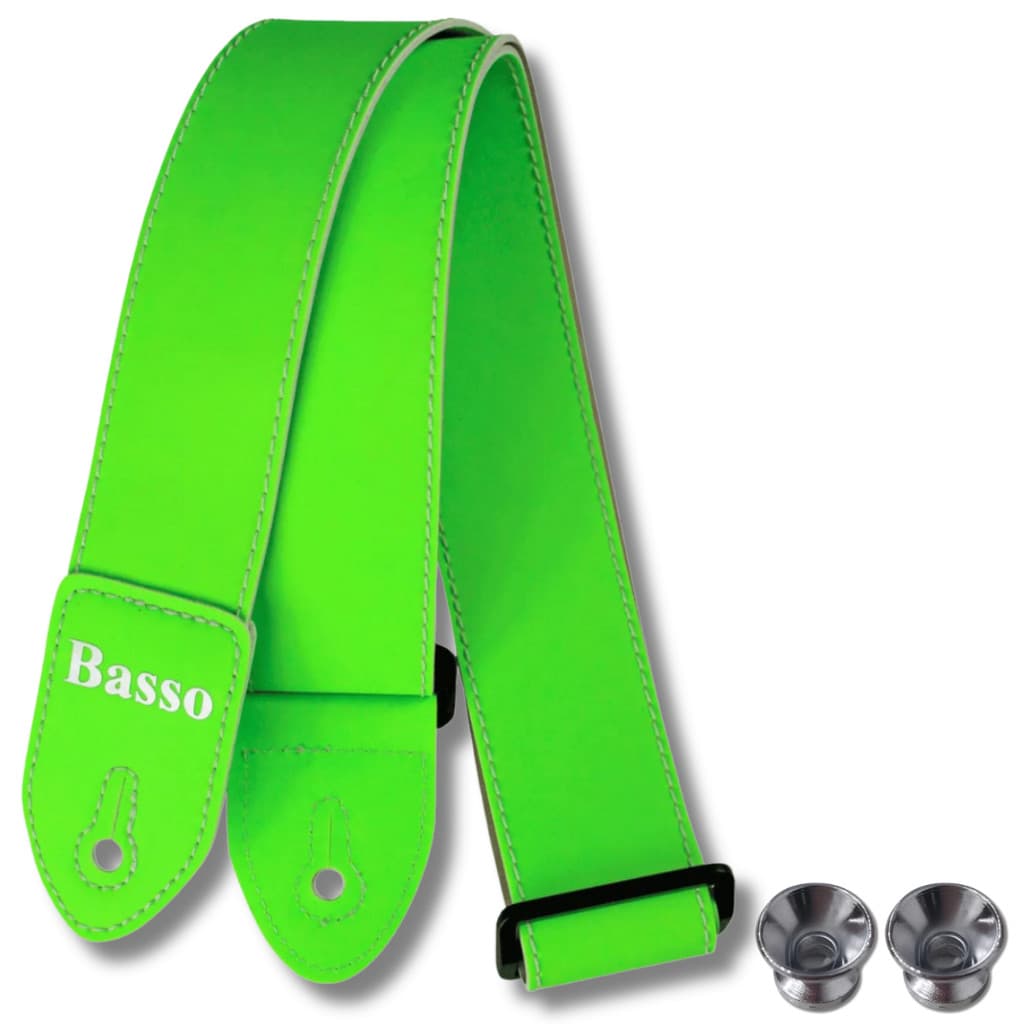 Kit Correia Infantil Violão 5cm Neon Verde + 2 Roldana