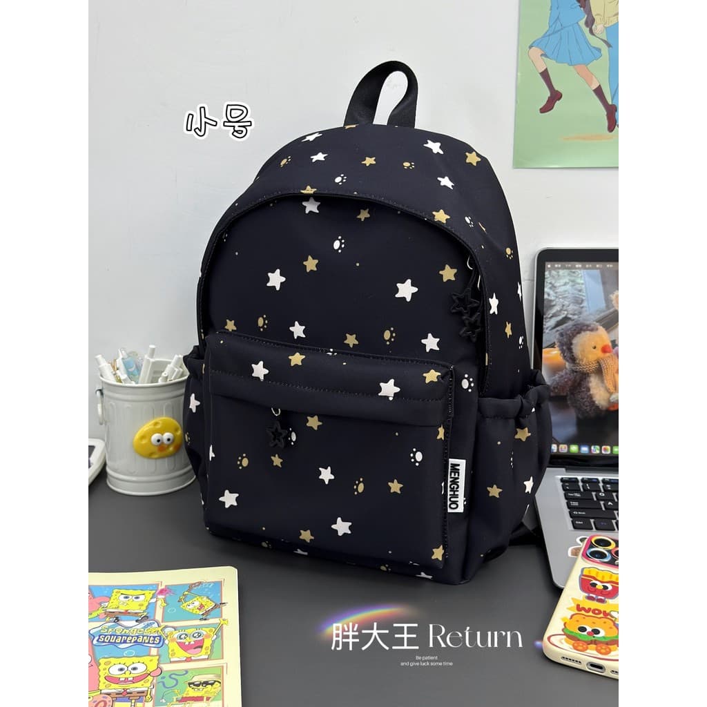 Mochila escolar para estudantes do ensino médio, mochila japonesa coreana de alto valor com padrão estrela, mochila leve