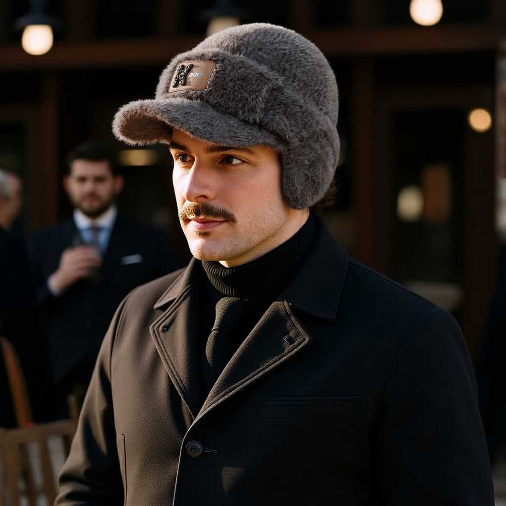 Chapéu masculino para o frio de outono e inverno com proteção para as orelhas, boné de beisebol reforçado, boné tipo duc
