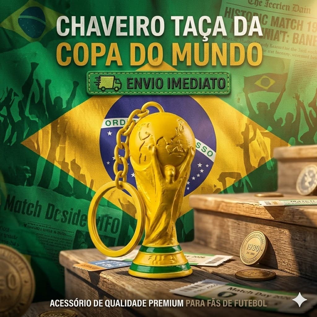 Kit Chaveiros Copa do Mundo Mini Troféu Futebol Premium Lembrancinha Revenda Atacado