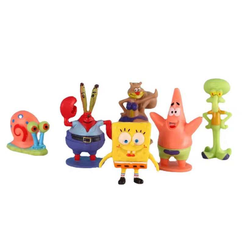 Conjunto de 6 figuras de ação em miniatura do Bob Esponja AQSW