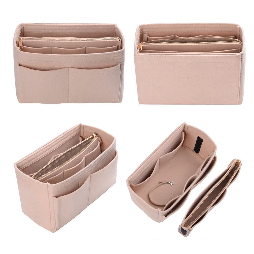Bolsa de feltro com vários bolsos, forro de armazenamento de maquiagem para mulheres, organizador de higiene pessoal par