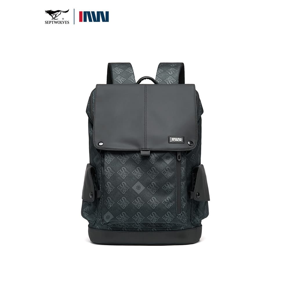 Sete lobos mochila de negócios masculina novo estilo moda saco de computador simples Commuter saco grande capacidade sac