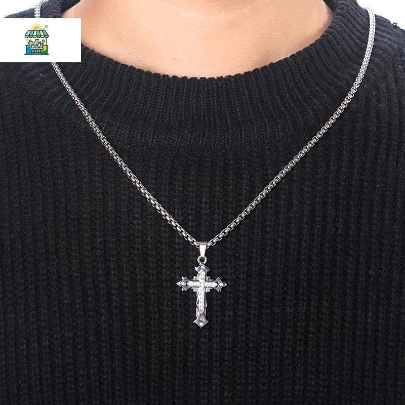 Moda Liga Diamante Cruz Nelace Personalidade Masculina Hip Hop Pingente Versátil Moletom Masculino E Feminino Acessórios